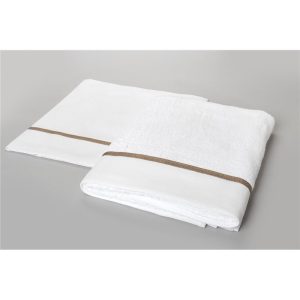 Άσπρο λαδόπανο με μεγάλη φάσα εκρού και ραμμένη κορδέλα (6 τεμ)